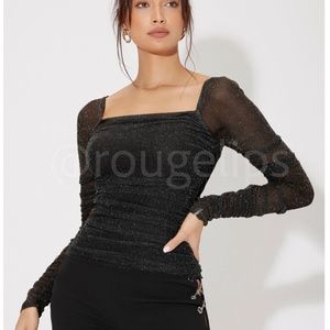 Long-Sleeved Lurex Sheer Shirt